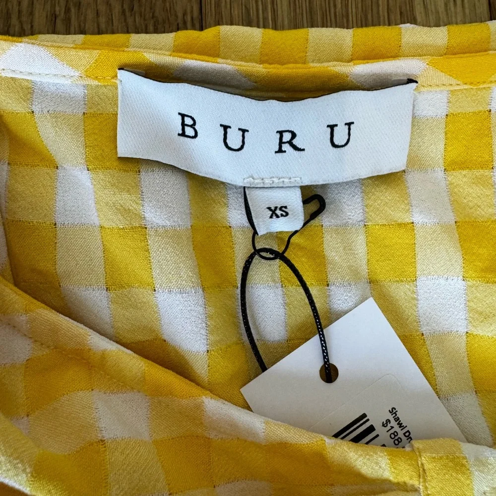 💛🌼 Buru Gingham Midi Dress – XS | NWT | Vintage Charm 🌼💛 - Picture 13 of 16